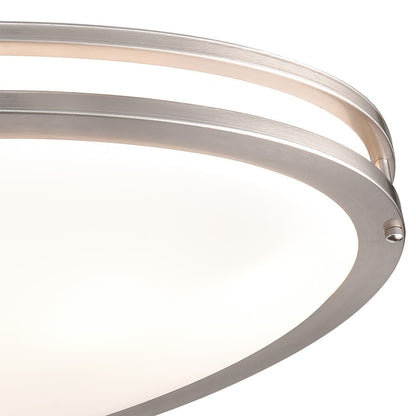 Atlas Clarion 32.5in 6-Light Flush Mount | Modern Brushed Nickel and White Glass | Living Room & Hallway Ceiling Light | Model CL11435-NK