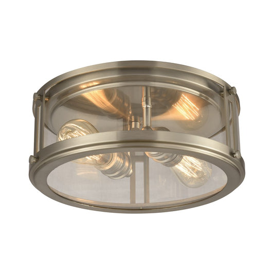 Atlas Coby 13in 2-Light Flush Mount | Transitional Brushed Nickel and Clear Glass | Kitchen & Dining Room Ceiling Light | Model CL11438-NK