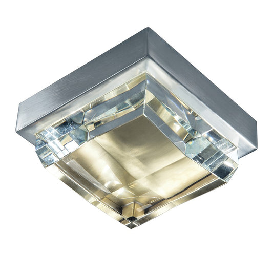 Atlas Crystal Mini 6.38in LED Flush Mount | Modern Brushed Nickel and Satin Brass Crystal | Bathroom & Hallway Ceiling Light | Model CL11439-NK