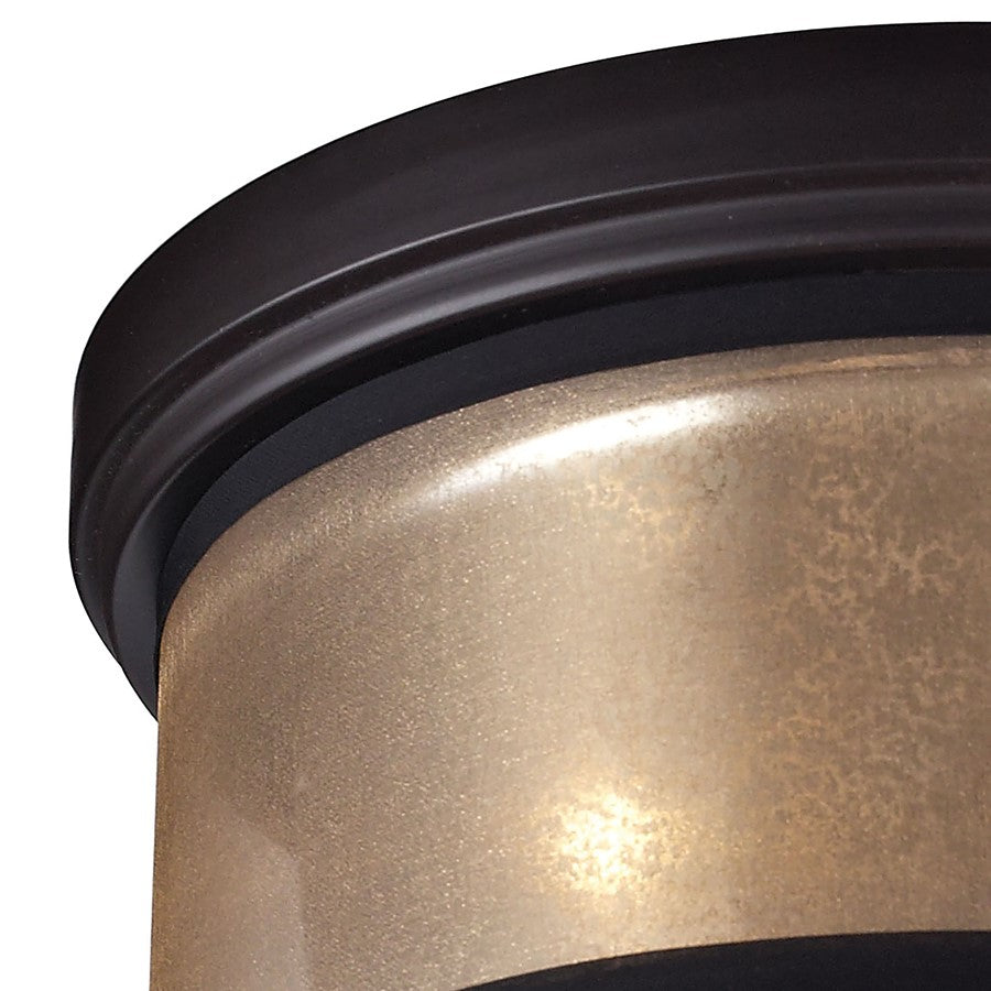 Atlas Lighting Diffusion 13in 2-Light Flush Mount | Transitional Oil Rubbed Bronze and Beige Fabric Shade | Bedroom & Hallway | Model CL11440-BZ