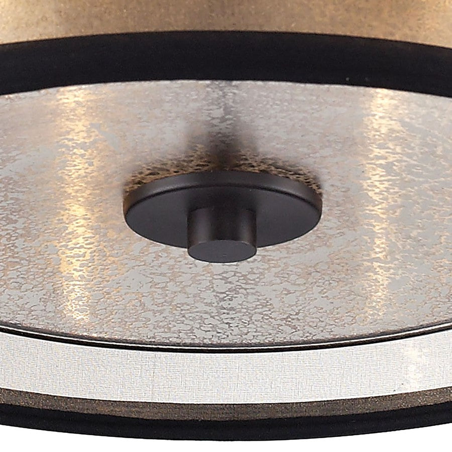 Atlas Lighting Diffusion 13in 2-Light Flush Mount | Transitional Oil Rubbed Bronze and Beige Fabric Shade | Bedroom & Hallway | Model CL11440-BZ