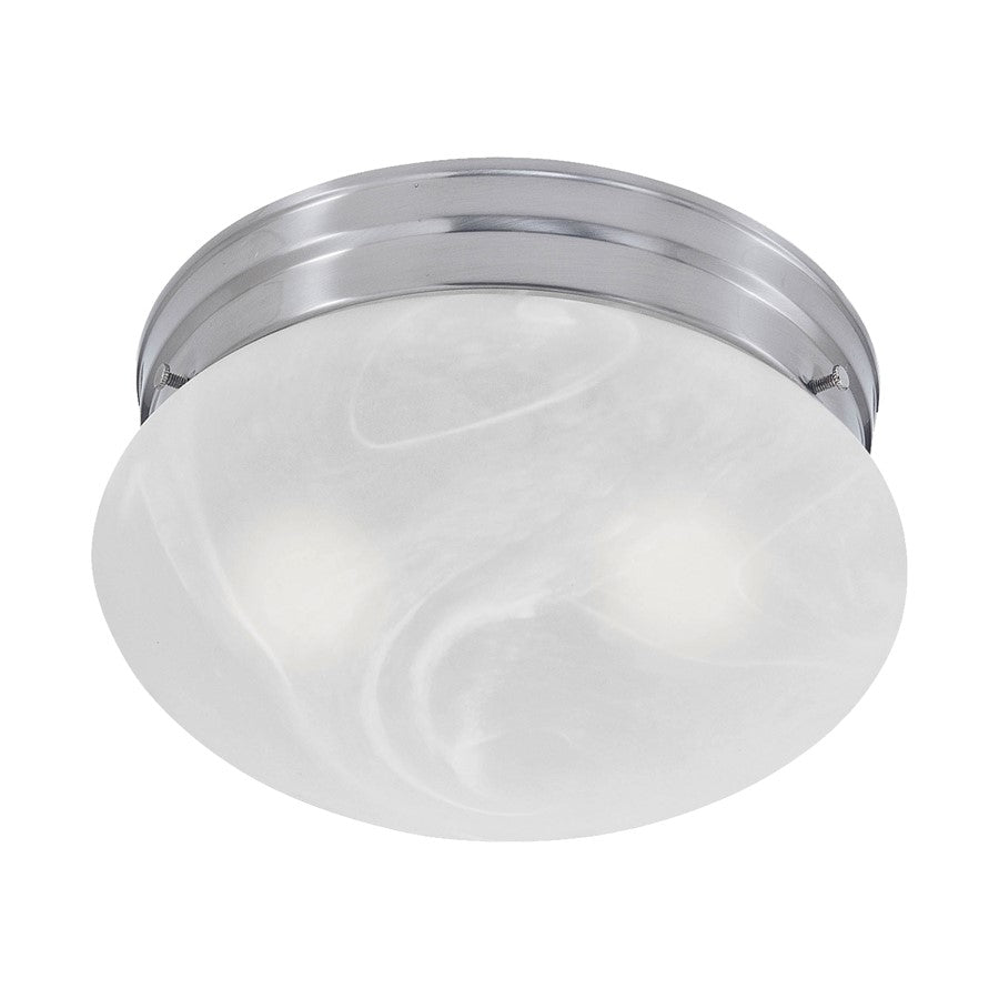 Atlas Lighting Elowen 10in 2-Light Flush Mount | Traditional Brushed Nickel and White Frosted Glass | Bedroom & Hallway | Model CL11441-NK