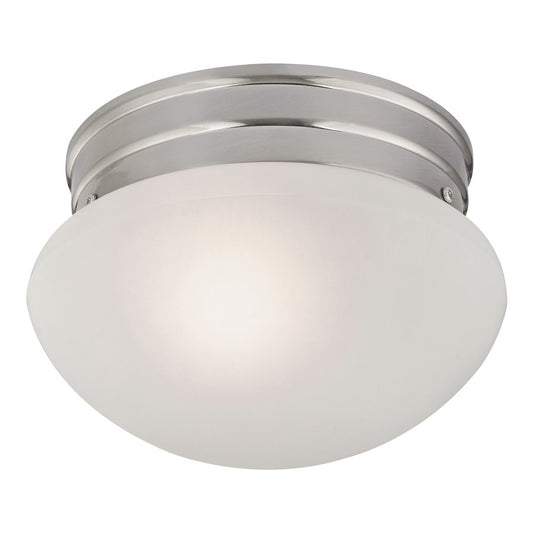 Atlas Lighting Elowen 8in 1-Light Flush Mount | Traditional Brushed Nickel and White Frosted Glass | Bedroom & Hallway Ceiling | Model CL11444-NK