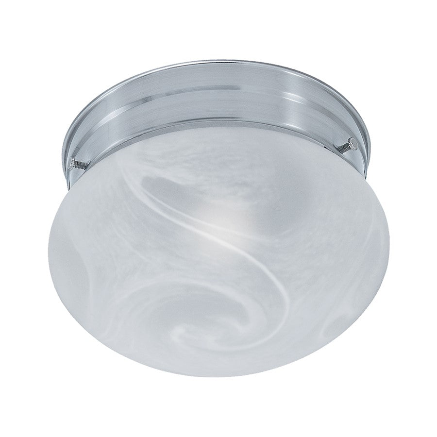 Atlas Lighting Elowen 8in 1-Light Flush Mount | Traditional Brushed Nickel and White Frosted Glass | Bedroom & Hallway | Model CL11445-SV