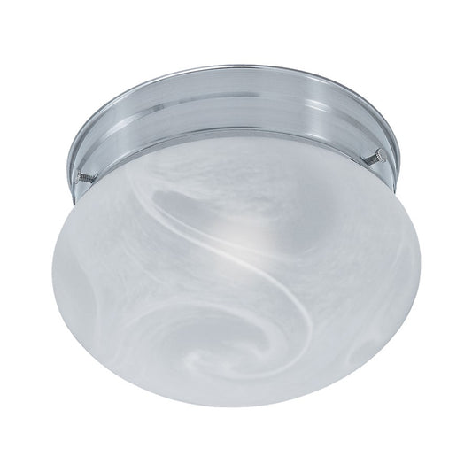 Atlas Lighting Elowen 8in 1-Light Flush Mount | Traditional Brushed Nickel and White Frosted Glass | Bedroom & Hallway | Model CL11445-SV