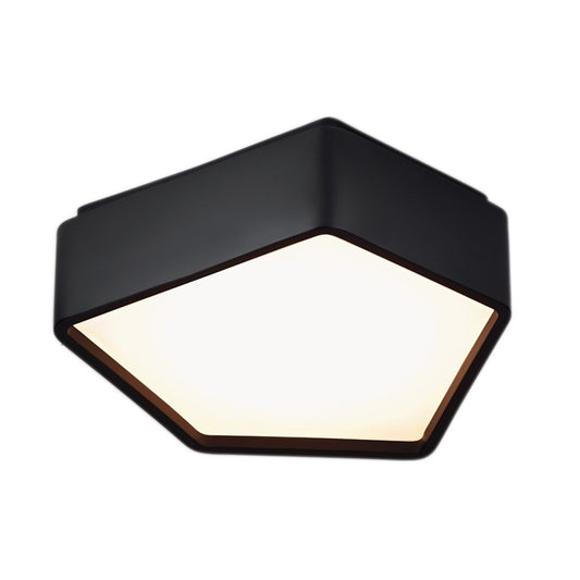 Atlas Lighting Fenway 12in LED Flush Mount | Modern Matte Black and White Glass | Kitchen & Hallway | 12 x 14 x 4 in | Model CL11447-BK