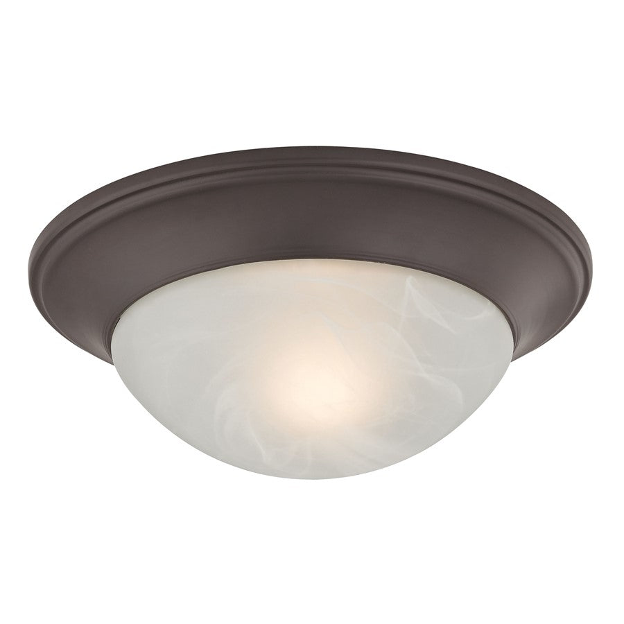 Atlas Lighting Fluor 12in 1-Light Flush Mount | Modern Oil Rubbed Bronze and White Glass | Hallway & Bedroom Ceiling Light | Model CL11449-BZ