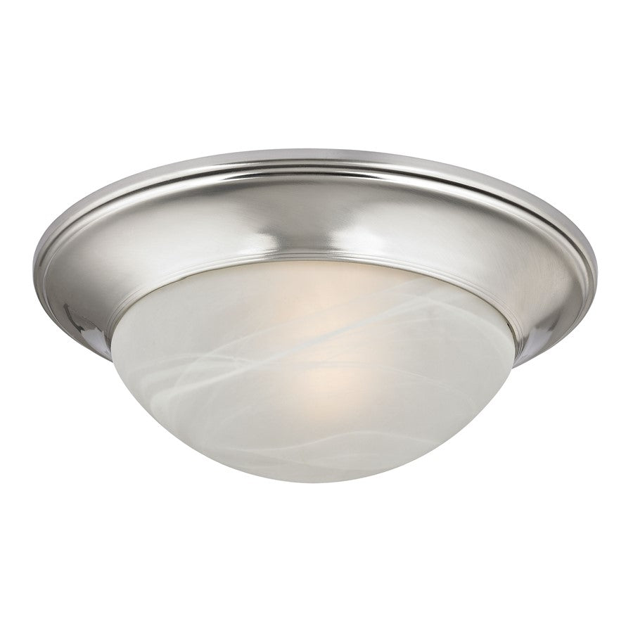 Atlas Lighting Fluor 12in 1-Light Flush Mount | Modern Brushed Nickel and White Glass | Hallway & Bedroom Ceiling Light | Model CL11449-NK