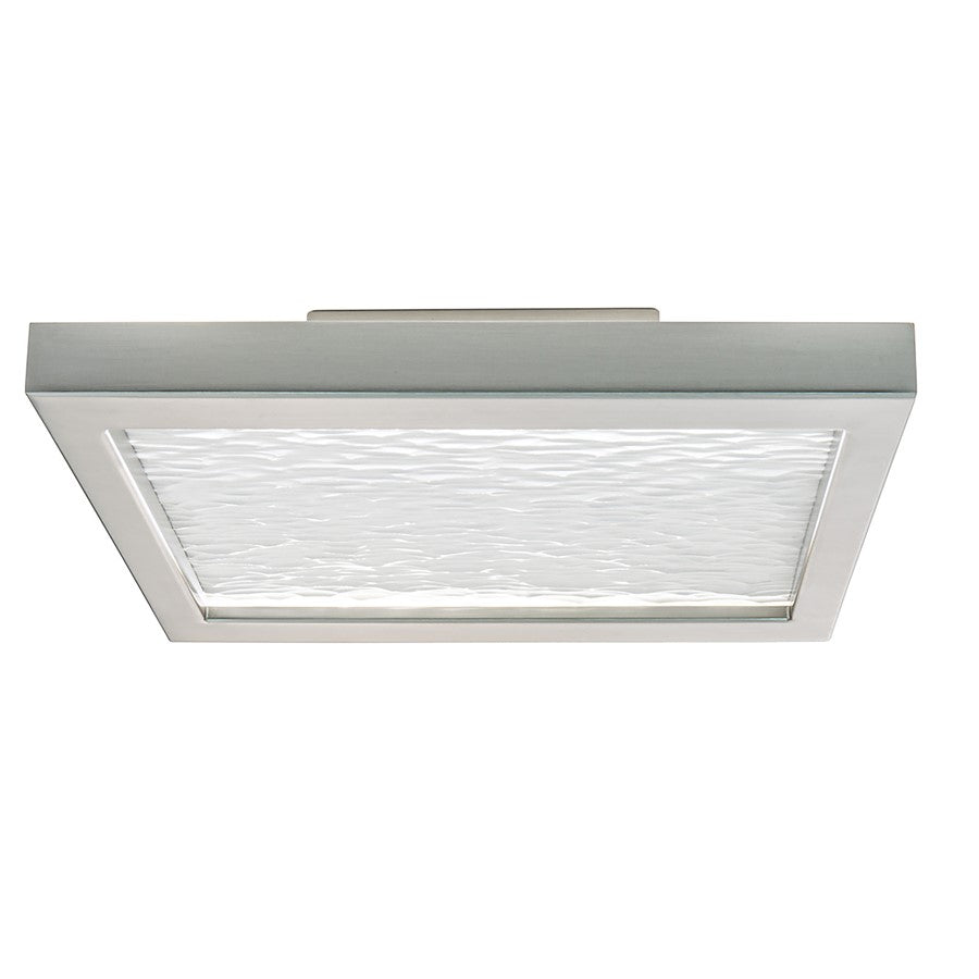 Atlas Lighting For-Square 12in LED Flush Mount | Modern Brushed Nickel and White Resin | Kitchen & Hallway | 12 x 12 x 2.75 in | Model CL11453-NK