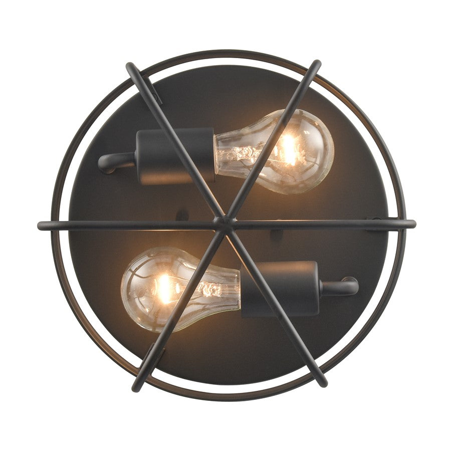 Atlas Lighting Gael 10in 2-Light Flush Mount | Industrial Matte Black Metal Cage | Kitchen & Hallway | 10 x 10 x 5.5 in | Model CL11454-BK