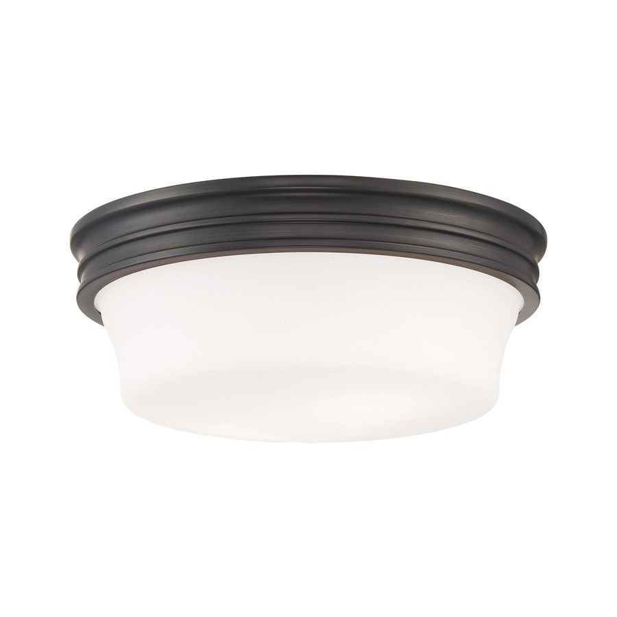 Atlas Lighting Galen 14in 3-Light Flush Mount | Traditional Oil Rubbed Bronze and White Opal Glass | Bedroom & Hallway | Model CL11455-BZ