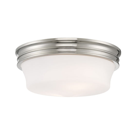 Atlas Lighting Galen 14in 3-Light Flush Mount | Traditional Polished Nickel and White Opal Glass | Bedroom & Hallway | Model CL11455-NK
