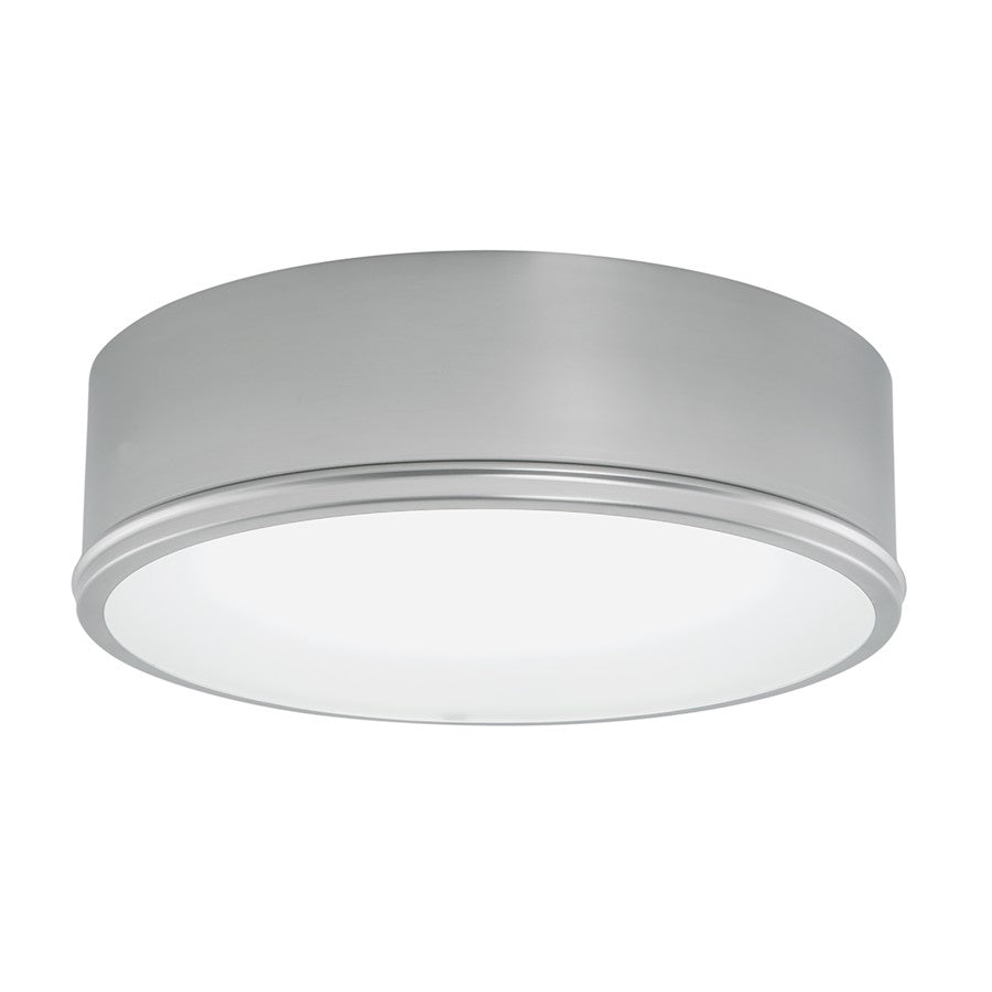 Atlas Lighting Getty 12in 2-Light Flush Mount | Modern Brushed Nickel and White Glass | Bedroom & Hallway | 12 x 12 x 3 in | Model CL11456-NK