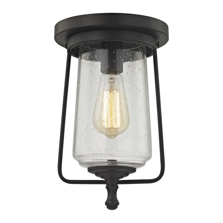 Atlas Lighting Hamel 8in 1-Light Flush Mount | Transitional Oil Rubbed Bronze and Clear Seeded Glass | Hallway & Bedroom Ceiling | Model CL11457-BZ