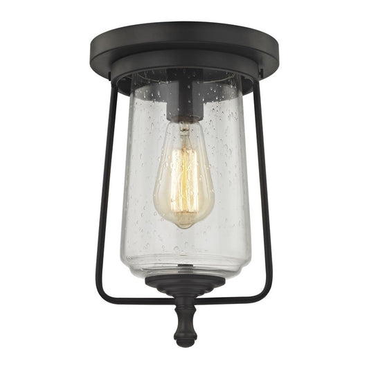 Atlas Lighting Hamel 8in 1-Light Flush Mount | Transitional Oil Rubbed Bronze and Clear Seeded Glass | Hallway & Bedroom Ceiling | Model CL11457-BZ