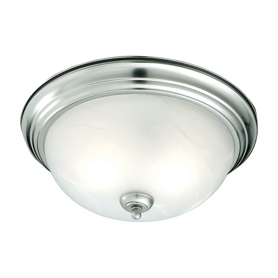 Atlas Lighting Harmony 12in 1-Light Flush Mount | Traditional Brushed Nickel and White Frosted Glass | Kitchen & Dining Room | Model CL11458-SV