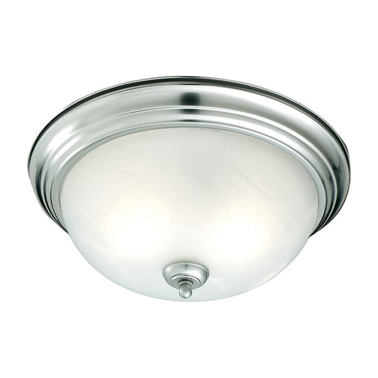 Atlas Lighting Harmony 12in 1-Light Flush Mount | Traditional Brushed Nickel and White Frosted Glass | Kitchen & Dining Room | Model CL11458-SV