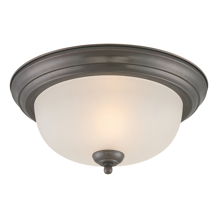 Atlas Lighting Harmony 12in 1-Light Flush Mount | Traditional Painted Bronze and White Frosted Glass | Kitchen & Dining Room | Model CL11459-BZ