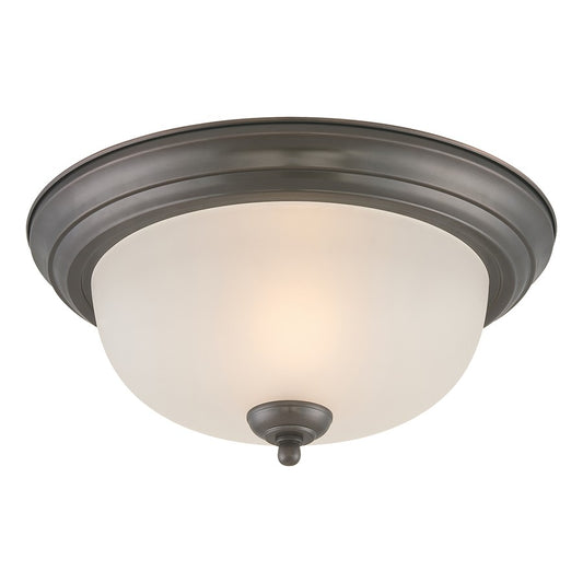 Atlas Lighting Harmony 12in 1-Light Flush Mount | Traditional Painted Bronze and White Frosted Glass | Kitchen & Dining Room | Model CL11459-BZ