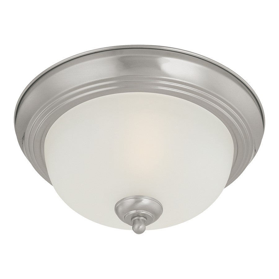 Atlas Lighting Harmony 12in 1-Light Flush Mount | Traditional Brushed Nickel and White Frosted Glass | Kitchen & Dining Room | Model CL11459-NK