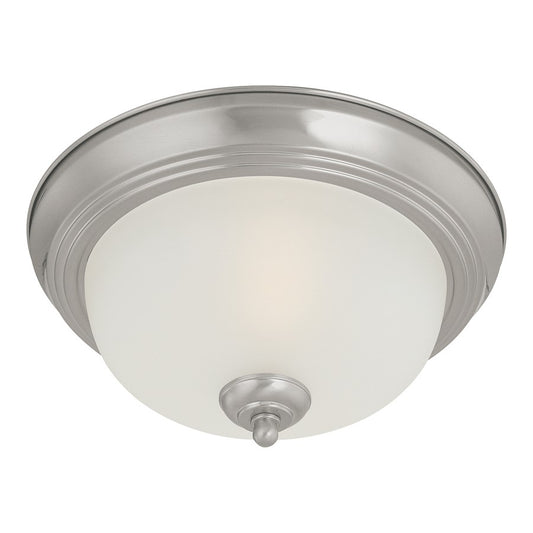 Atlas Lighting Harmony 12in 1-Light Flush Mount | Traditional Brushed Nickel and White Frosted Glass | Kitchen & Dining Room | Model CL11459-NK