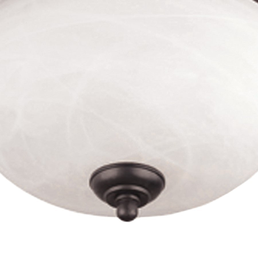 Atlas Lighting Harmony 14in 2-Light Flush Mount | Traditional Painted Bronze and White Alabaster Glass | Bedroom & Hallway Ceiling | Model CL11460-BZ