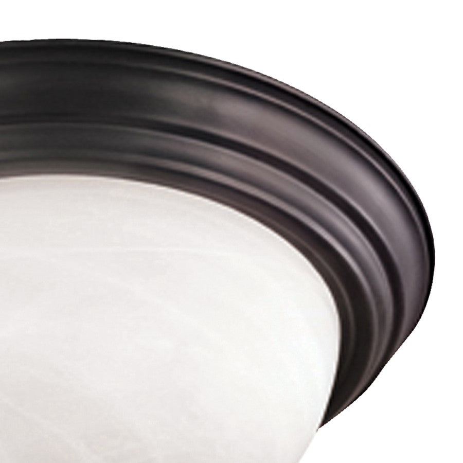Atlas Lighting Harmony 14in 2-Light Flush Mount | Traditional Painted Bronze and White Alabaster Glass | Bedroom & Hallway Ceiling | Model CL11460-BZ