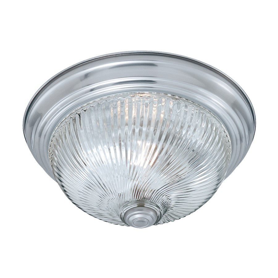 Atlas Lighting Harmony 14in 2-Light Flush Mount | Traditional Brushed Nickel and Clear Glass | Bedroom & Hallway Ceiling Light | Model CL11460-NK