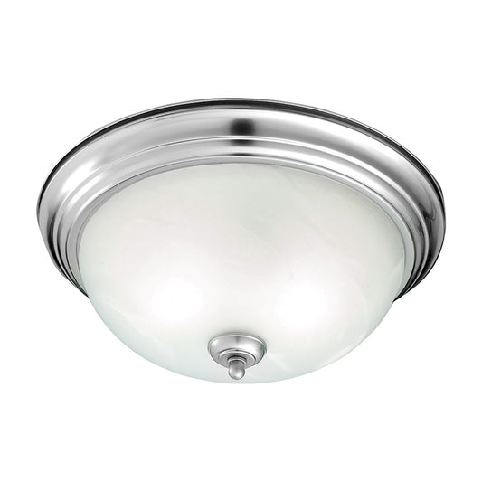 Atlas Lighting Harmony 14in 2-Light Flush Mount | Traditional Silver and White Alabaster Glass | Bedroom & Hallway Ceiling Light | Model CL11460-SV