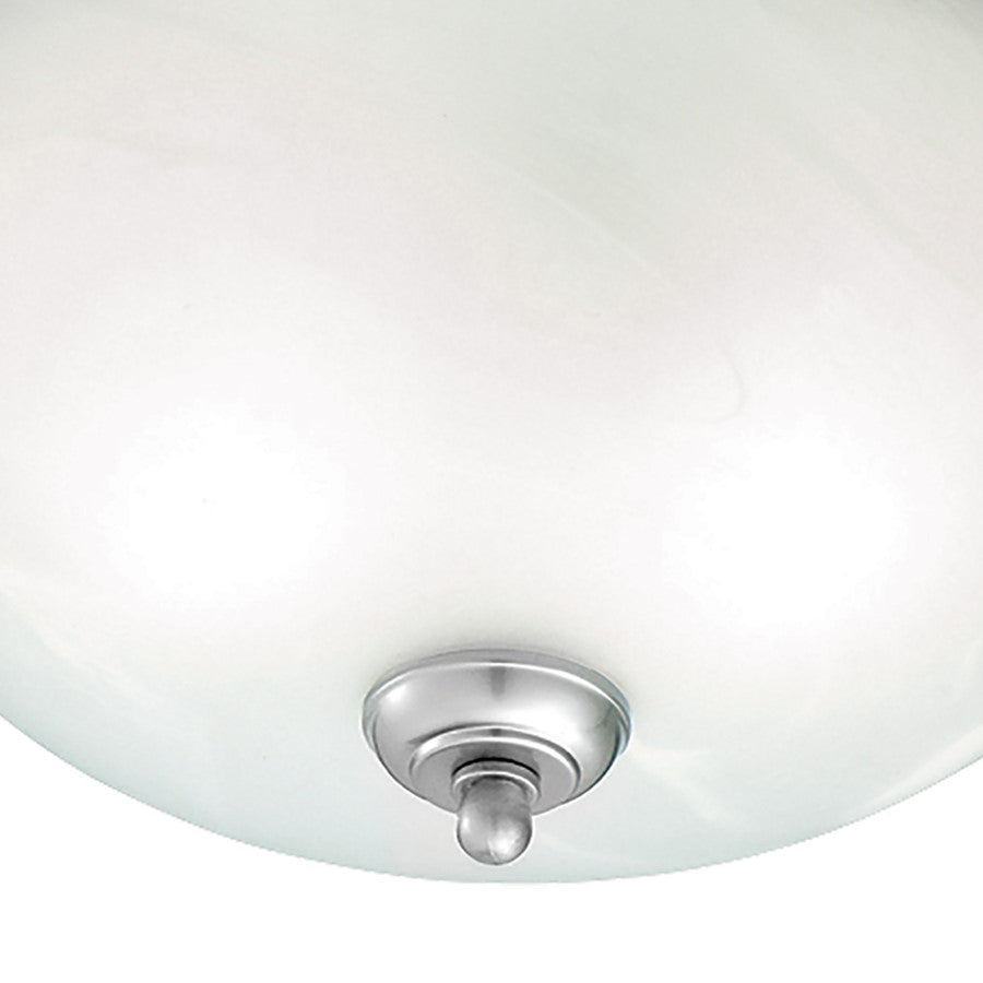 Atlas Lighting Harmony 14in 2-Light Flush Mount | Traditional Silver and White Alabaster Glass | Bedroom & Hallway Ceiling Light | Model CL11460-SV