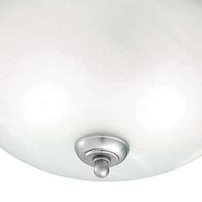 Atlas Lighting Harmony 14in 2-Light Flush Mount | Traditional Silver and White Alabaster Glass | Bedroom & Hallway Ceiling Light | Model CL11460-SV