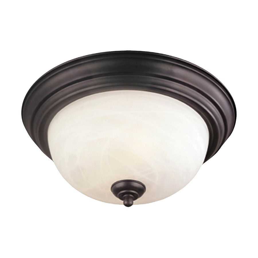 Atlas Lighting Harmony 16in 3-Light Flush Mount | Traditional Painted Bronze and White Frosted Glass | Bedroom & Hallway Ceiling | Model CL11461-BZ
