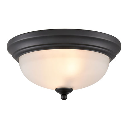 Atlas Lighting Helena 11in 2-Light Flush Mount | Traditional Black and White Frosted Glass | Bedroom & Hallway Ceiling Light | Model CL11463-BK