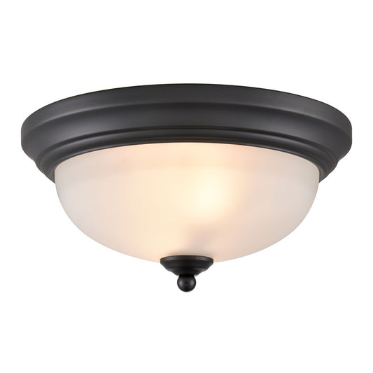 Atlas Lighting Helena 11in 2-Light Flush Mount | Traditional Black and White Frosted Glass | Bedroom & Hallway Ceiling Light | Model CL11463-BK