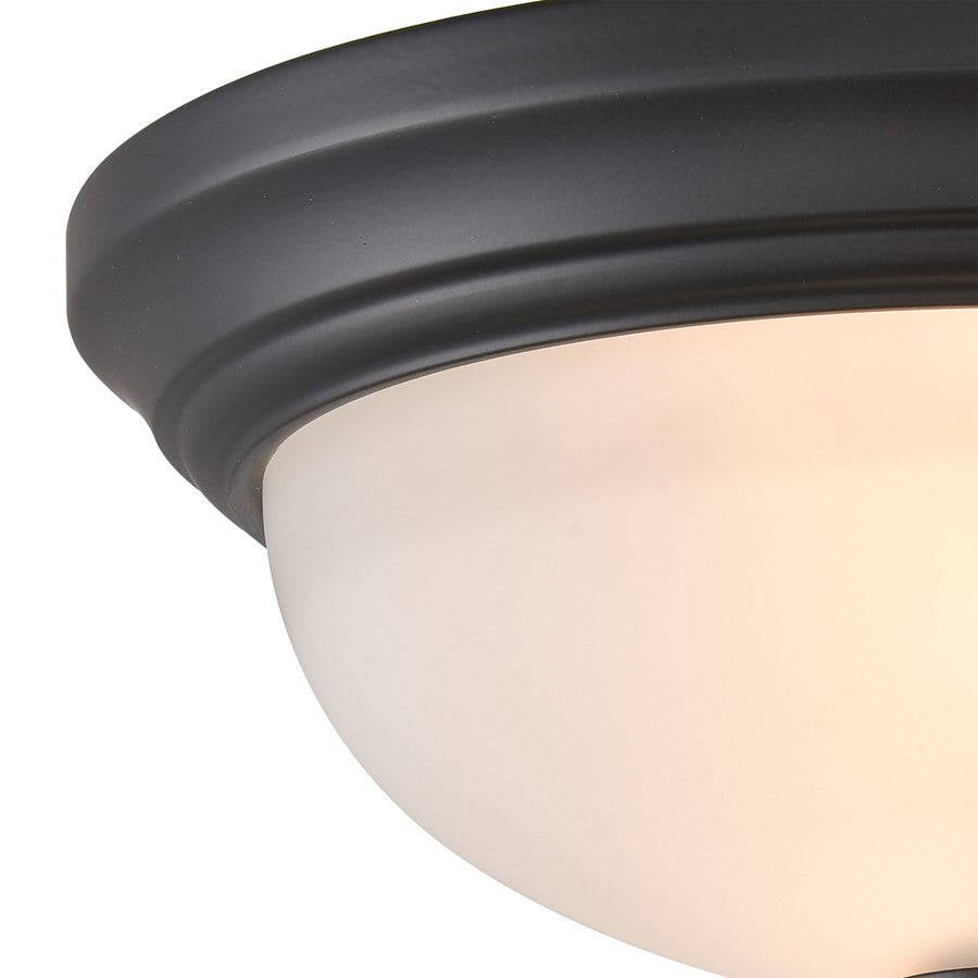 Atlas Lighting Helena 11in 2-Light Flush Mount | Traditional Black and White Frosted Glass | Bedroom & Hallway Ceiling Light | Model CL11463-BK