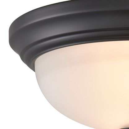 Atlas Lighting Helena 11in 2-Light Flush Mount | Traditional Black and White Frosted Glass | Bedroom & Hallway Ceiling Light | Model CL11463-BK