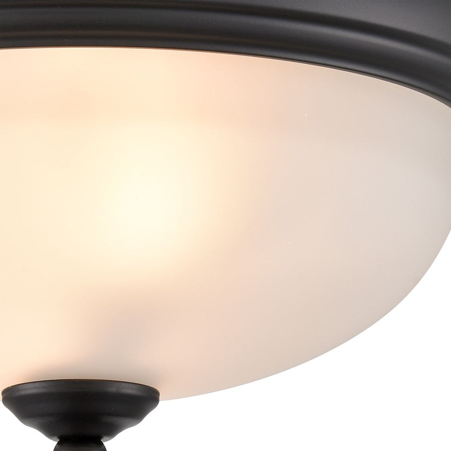 Atlas Lighting Helena 11in 2-Light Flush Mount | Traditional Black and White Frosted Glass | Bedroom & Hallway Ceiling Light | Model CL11463-BK