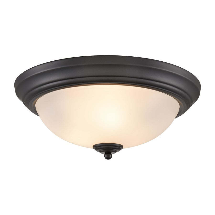 Atlas Lighting Helena 15in 3-Light Flush Mount | Traditional Black and White Frosted Glass | Bedroom & Hallway Ceiling Light | Model CL11464-BK