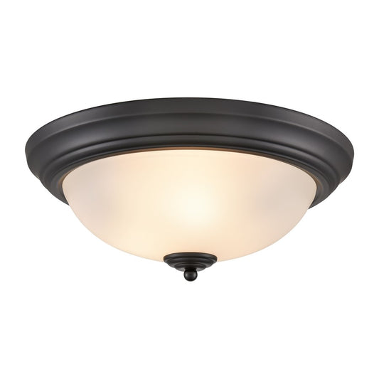 Atlas Lighting Helena 15in 3-Light Flush Mount | Traditional Black and White Frosted Glass | Bedroom & Hallway Ceiling Light | Model CL11464-BK