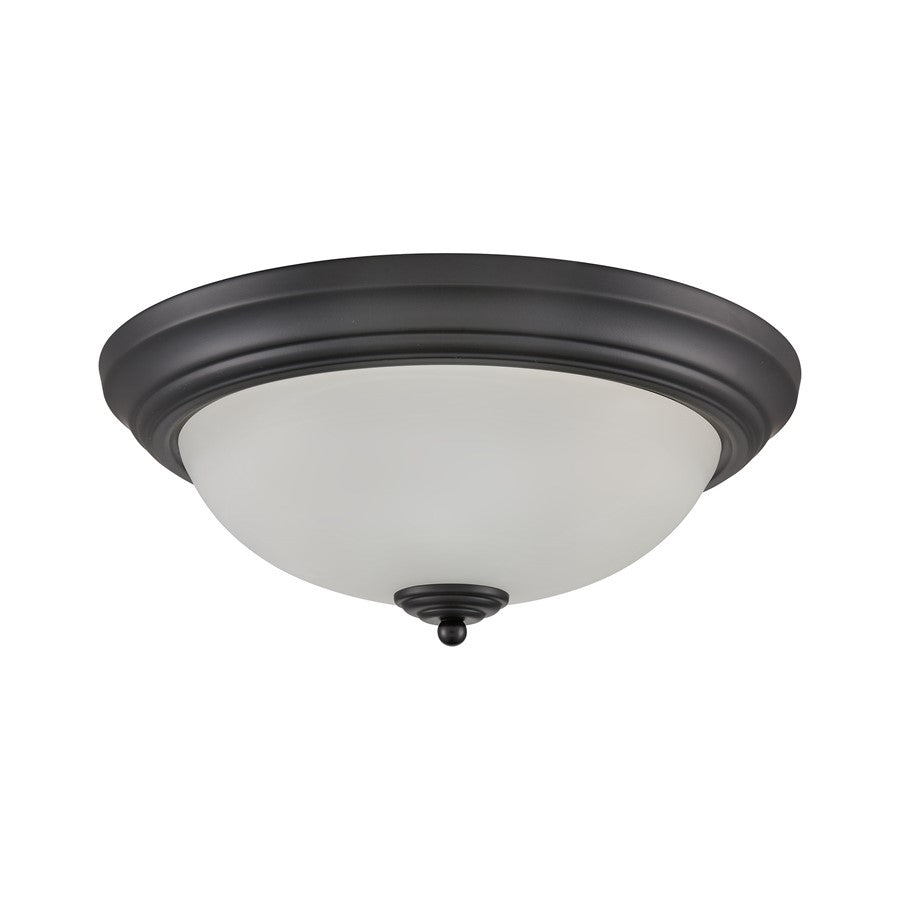 Atlas Lighting Helena 15in 3-Light Flush Mount | Traditional Black and White Frosted Glass | Bedroom & Hallway Ceiling Light | Model CL11464-BK