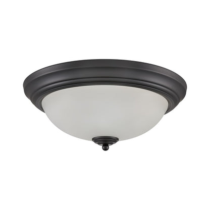 Atlas Lighting Helena 15in 3-Light Flush Mount | Traditional Black and White Frosted Glass | Bedroom & Hallway Ceiling Light | Model CL11464-BK