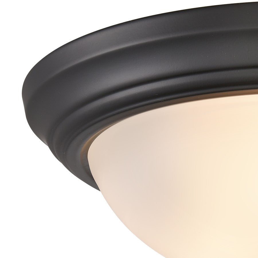 Atlas Lighting Helena 15in 3-Light Flush Mount | Traditional Black and White Frosted Glass | Bedroom & Hallway Ceiling Light | Model CL11464-BK