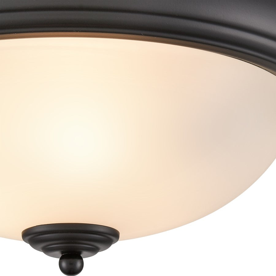 Atlas Lighting Helena 15in 3-Light Flush Mount | Traditional Black and White Frosted Glass | Bedroom & Hallway Ceiling Light | Model CL11464-BK