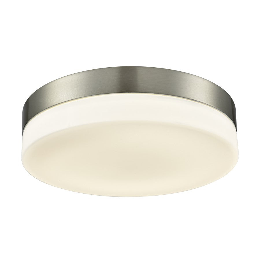 Atlas Lighting Holmby 11in 1-Light LED Flush Mount | Modern Satin Nickel and White Glass | Bedroom & Hallway Ceiling Light | Model CL11465-NK