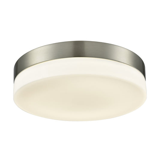 Atlas Lighting Holmby 11in 1-Light LED Flush Mount | Modern Satin Nickel and White Glass | Bedroom & Hallway Ceiling Light | Model CL11465-NK