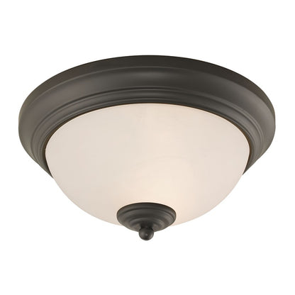 Atlas Lighting Huntington 11in 2-Light Flush Mount | Traditional Oil Rubbed Bronze and White Frosted Glass | Bedroom & Hallway | Model CL11466-BZ