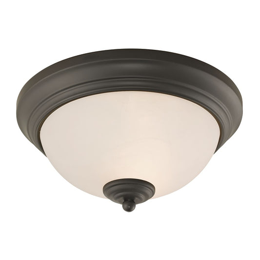 Atlas Lighting Huntington 11in 2-Light Flush Mount | Traditional Oil Rubbed Bronze and White Frosted Glass | Bedroom & Hallway | Model CL11466-BZ