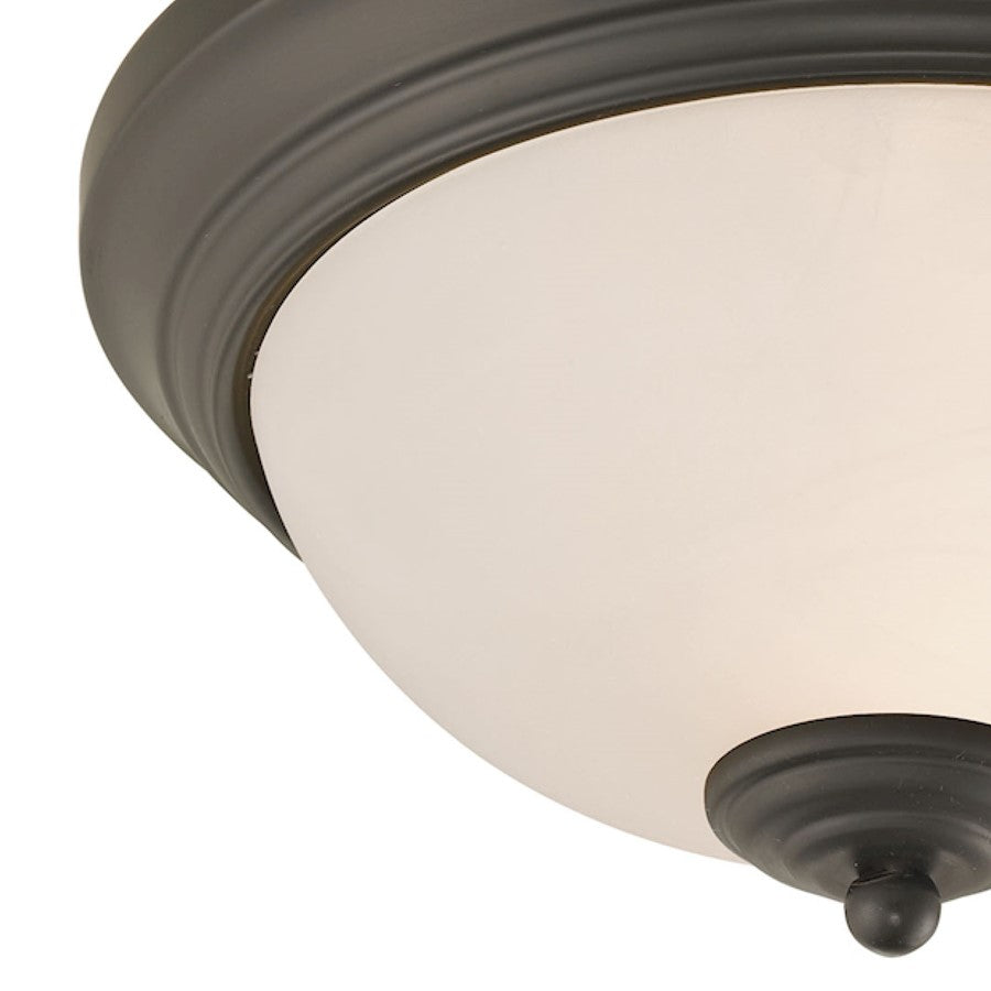 Atlas Lighting Huntington 11in 2-Light Flush Mount | Traditional Oil Rubbed Bronze and White Frosted Glass | Bedroom & Hallway | Model CL11466-BZ