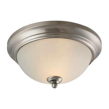 Atlas Lighting Huntington 11in 2-Light Flush Mount | Traditional Brushed Nickel and White Alabaster Glass | Bedroom & Hallway | Model CL11466-NK