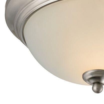 Atlas Lighting Huntington 11in 2-Light Flush Mount | Traditional Brushed Nickel and White Alabaster Glass | Bedroom & Hallway | Model CL11466-NK
